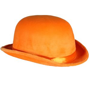 Melone "Top Colour" Velour mit Satinband 60 cm | Neon Orange - Bowler Hut Erwachsene