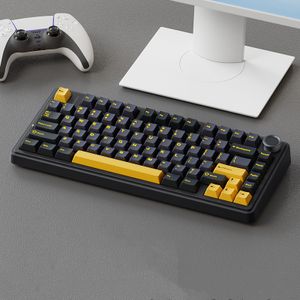 AULA F75 80 klávesov Trojrežimová prispôsobená mechanická herná klávesnica s možnosťou výmeny za prevádzky RGB BT/2.4G/Type-C, drôtové 75% rozloženie, čierny polmesiacový spínač