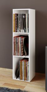 VCM Holz Schallplatten LP Stand Regal Archivierung Ständer Aufbewahrung Platto 3fach Weiß