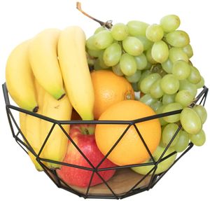 Chefarone Obstschale Metall - dekorativer Obstkorb Vintage Schwarz - Obst Aufbewahrung für mehr Vitamine in Ihrem Alltag - Skandinavische Deko Korb (26x26x12cm)