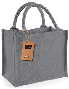 Westford Mill Jute-Tasche Jute Mini Gift Bag W412 Mehrfarbig Graphite Grey/Graphite Grey 26 x 22 x 14 cm