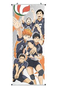 Großes Haikyu !!! Rollbild | Kakemono aus Stoff | Poster 100x40cm | Motiv: Karasuno Volleyballteam