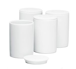 Ersatzbecher Set JB 4, 4 Keramik Portionsbecher à 125 ml, jeweils mit Deckel, passend für ROMMELSBACHER Joghurt- & Frischkäsebereiter JG 80 Jona