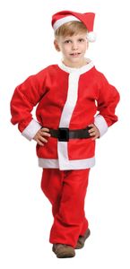 Weihnachtsmann Nikolaus Kostüm für Kinder | 5-tlg. Komplettset Anzug und Bart Größe: 1-3 Jahre