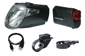 Trelock LED-Akku-Leuchten Set I-go Eco LS 360/ 720 schwarz mit Halter 25 Lux STVZO