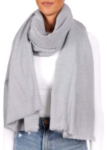 BRUBAKER Cashmirillo Schal - Übergroßer Wollschal für Damen und Herren - 100 x 200 cm - Warm und Kuschelig - Deckenschal für Herbst/Winter, Grau