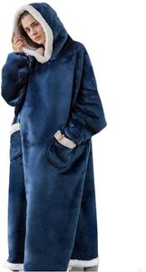 Hoodie Decke, Lange Tragbare Decke mit Taschen Flauschige Flanell Sherpa TV Decke Sweatshirt Winter Robe Einheitsgröße Für Männer Frauen Erwachsene