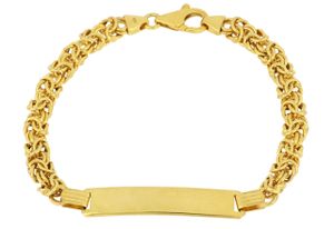 LA PIORA Identarmband 7,6 mm, Königskette, Gravurplatte - 925 Sterlingsilber gelbvergoldet