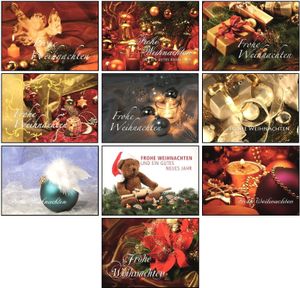 Ansichtskarten Weihnachten, 100 Stück, Weihnachtspostkarten Postkarten Grußkarten Weihnachtskarten, nicht einzeln foliert