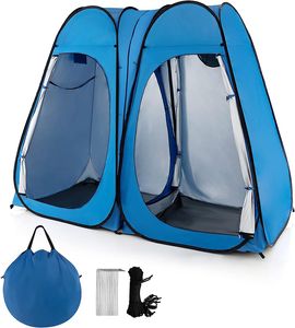 GOPLUS 2 in 1 Pop Up Camping Duschzelt für 2 Personen UV 50+, Umkleidezelt Ohne Installation mit Fenster, Boden mit Klettverschluss