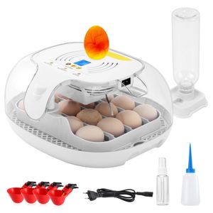 16 Eier Inkubator, Vollautomatisch Brutkasten mit LED-Beleuchtung, Temperatur- und Feuchtigkeitsanzeige, Automatische Eierdrehung, Einstellbare Größe