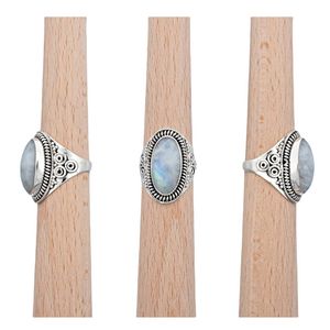 Ring DARLIMO aus 925er Sterling Silber, Ringgröße:50, Stein:Regenbogen Mondstein
