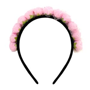Oblique Unique Rosen Haarreifen Blumen Haarreif Braut JGA Hochzeit Fasching Karneval Damen Kopfschmuck - rosa