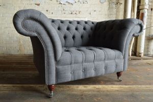 JV Möbel Chesterfield Sessel Fernseh Design Couch Chesterfield Textil