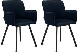 Konsimo Židle  2 ks "PYRUS", tmavě modrá, látka/kov, Loft, 56x84x46 cm
