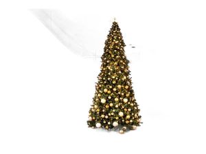 Geschmückter künstlicher Weihnachtsbaum mit 74 Ornamenten BASIC GOLD 500 cm Baum mit Ständer und Weihnachtsornamenten
