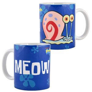 Spongebob Schwammkopf Tasse Gary - Meow Kaffeetasse Becher Kaffeebecher aus Keramik Blau 320 ml