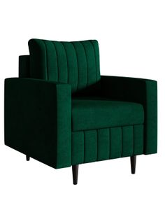 Ohrensessel 80 cm Scandi - Sessel mit Armlehnen, Wohnzimmer Clubsessel, Farben zur Auswahl, Holzfüße (Grün - Kronos 19)