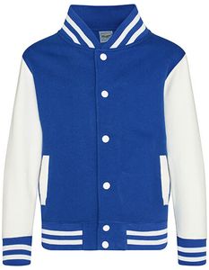 Just Hoods Kinder Kids' Varsity Jacket Sweatjacke JH043J royal blue/white 3/4 (XS)