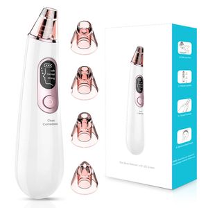 Porenreiniger Electric Mitesserentferner Vakuum Cleaner Pore Cleaner Gesicht Reinigung mit LED-Bildschirm und 4 Sonden und 3 Modi (Weiß)