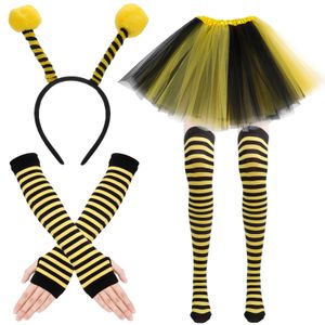 Biene Kostüm,Faschingskostüme Biene Für Erwachsene,Karneval Cosplay Kostüm Mit Antenne Stirnband