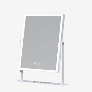 VANITII LED-Schminkspiegel 25cm x 30 cm mit Beleuchtung 360° Drehbar Dimmbarer für Make-Up Kosmetikspiegel mit Licht 3 Lichtfarben Weiß