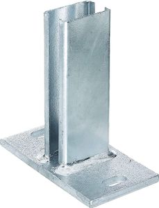 Alberts Pfostenträger für Zaunpfosten für Doppelstabmatten | zum Aufschrauben | feuerverzinkt | Platte 150 x 80 mm | für Pfosten 60 x 40 mm