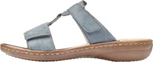 Rieker Damen Pantolette mit Klettverschluss und T-Riemen 60885, Größe:39 EU, Farbe:Blau