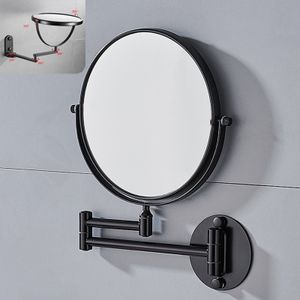 FORSMANO Kosmetikspiegel, Wandmontage, mit 3-fach Vergrößerung, ausziehbar & 360° schwenkbar, für Badezimmer, Ø 20 cm, Schwarz