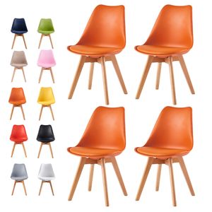 MCC Retro Esszimmerstühle EVA, gepolstert, Kunstleder, Design Stuhl, Küche, Lounge, 4er Set in Orange