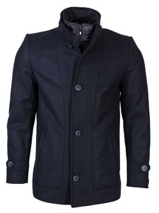 Zapana Herren Wollmantel mit Kaschmirmischung Marsh schwarz XXL