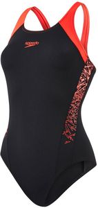 speedo Boom Splice Muscleback Badeanzug Damen black/lava red Größe DE 34 | US 30