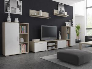 Per La Vita Wohnwand Herkules Sonoma - Weiß Schrankwand Wohnzimmer Modern, Wohnzimmerschrank mit Hängeschrank, , Sideboard und Wandregal, Wohnzimmer Per La Vita Wohnwand Herkules Sonoma - Weiß Schrankwand Wohnzimmer Modern, Wohnzimmerschrank mit Hängeschrank, , Sideboard und Wandregal, Wohnzimmer
