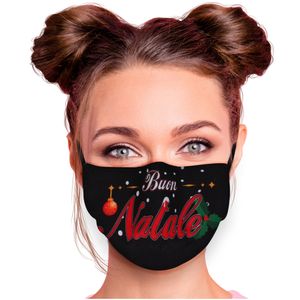 Mundschutz Nasenschutz Behelfs – Maske, waschbar, Filterfach, verstellbar, Motiv Buon Natale