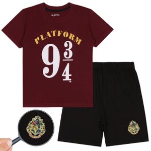 Harry Potter Plattform 9 3/4 Jungen Schlafanzug, Sommerschlafanzug für Jungen, burgunderrot und schwarz 9 Jahre