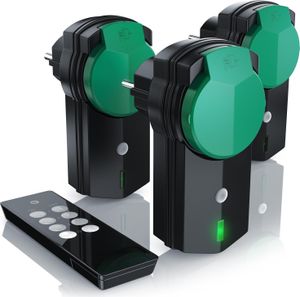 BEARWARE zestaw gniazd zewnętrznych sterowanych radiowo z pilotem - 3x gniazda zewnętrzne sterowane radiowo
