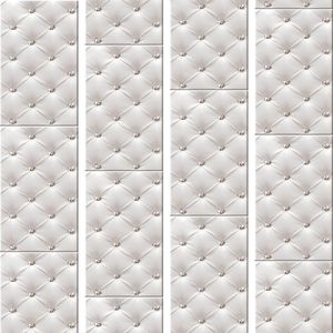 PURO TAPETE - Realistische Tapete ohne Rapport und Versatz 10m Vlies Tapetenrolle Wandtapete modern design Fototapete - Leder Diamant weiß f-C-0108-j-a