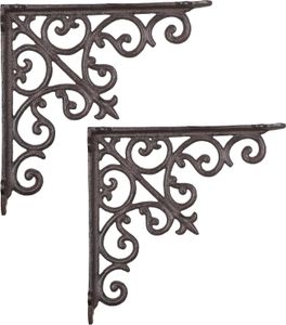 2 Stück Moritz Regalwinkel Wandwinkel Wandregal 22,5 cm x 22,5 cm Regalträger Regalhalter Wandträger aus Gusseisen braun