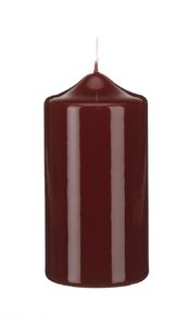 gelackte Stumpen Kerzen Bordeaux Klarlack 150 x 80 mm, 4 Stück in Klarsichtfolie als Geschenk verpackt