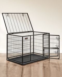 FEANDREA Hundekäfig, 107 x 70 x 74,9 cm, mit 2 Türen, schwarz PPD001B01