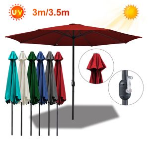 Wolketon 3m-3.5m Sonnenschirm Marktschirm mit Handkurbel UV40+ Outdoor-Schirm Terrassen Gartenschirm,Rot,3m