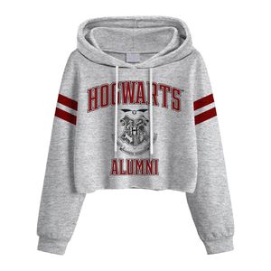 Harry Potter - "Hogwarts" Kurzes Hoodie für Damen HE743 (S) (Grau meliert)