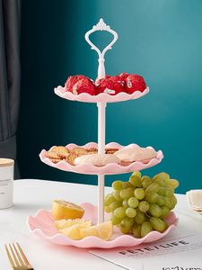 3-layer Rosa Obstkörbe Obst Etagere 30 cm - Obstschale für mehr Platz auf der Arbeitsplatte - Etageren mit Obstschalen - dekorativer