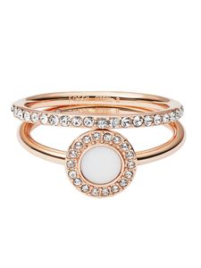 Fossil Ring-Set für Damen Classics Edelstahl rosé JF02666791, Ringgröße:56 (17.8 mm Ø)