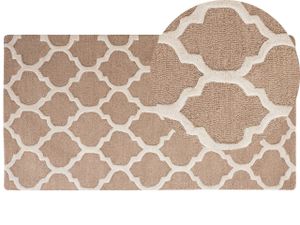 Teppich Beige 80 x 150 cm aus Baumwolle Marokkanisches Rautenmuster Handgetuftet Rechteckig Modern