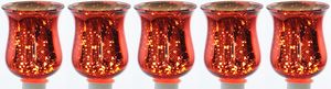 5x Teelichtaufsatz rot Glasaufsatz für Kerzenleuchter Kerzenständer Glas Adventskranz Teelichthalter Stabkerzenhalter Weihnachten Kerzenpick 6cm