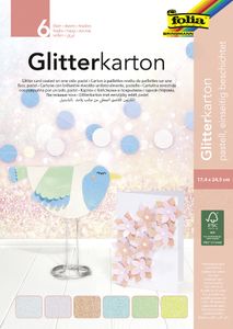 folia Glitterkarton-Block "Pastell" 170 x 245 mm 300 g/qm 6 Blatt