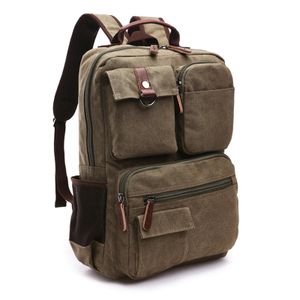 Herren Business Laptop Bag Studenten Multi-Taschen Rucksack outdoor Reise Daypack Atmungsaktiv Schultasche (Grün)