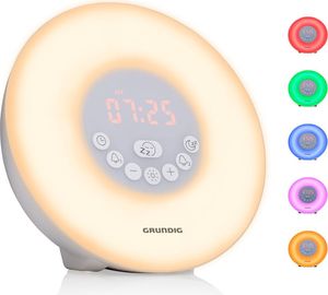 Grundig Lichtwecker mit FMRadio - Wecker mit natürlichen Klängen und Zonsopgangssimulation - Schlummer- und Timerfunktion