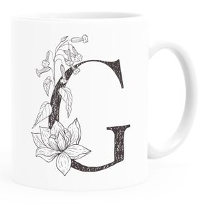 Kaffeetasse Monogramm Initiale Geschenk-Motiv Tasse personalisierte Namenstasse personalisierte Geschenke SpecialMe® G weiß Keramik-Tasse